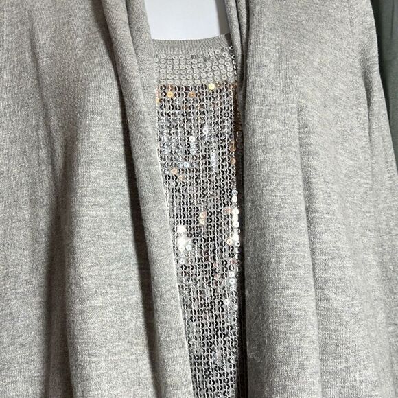 Michael Kors Women's SequinOpen Front Long Sleeve Gray Cardigan Size Medium - Picture 1 of 8